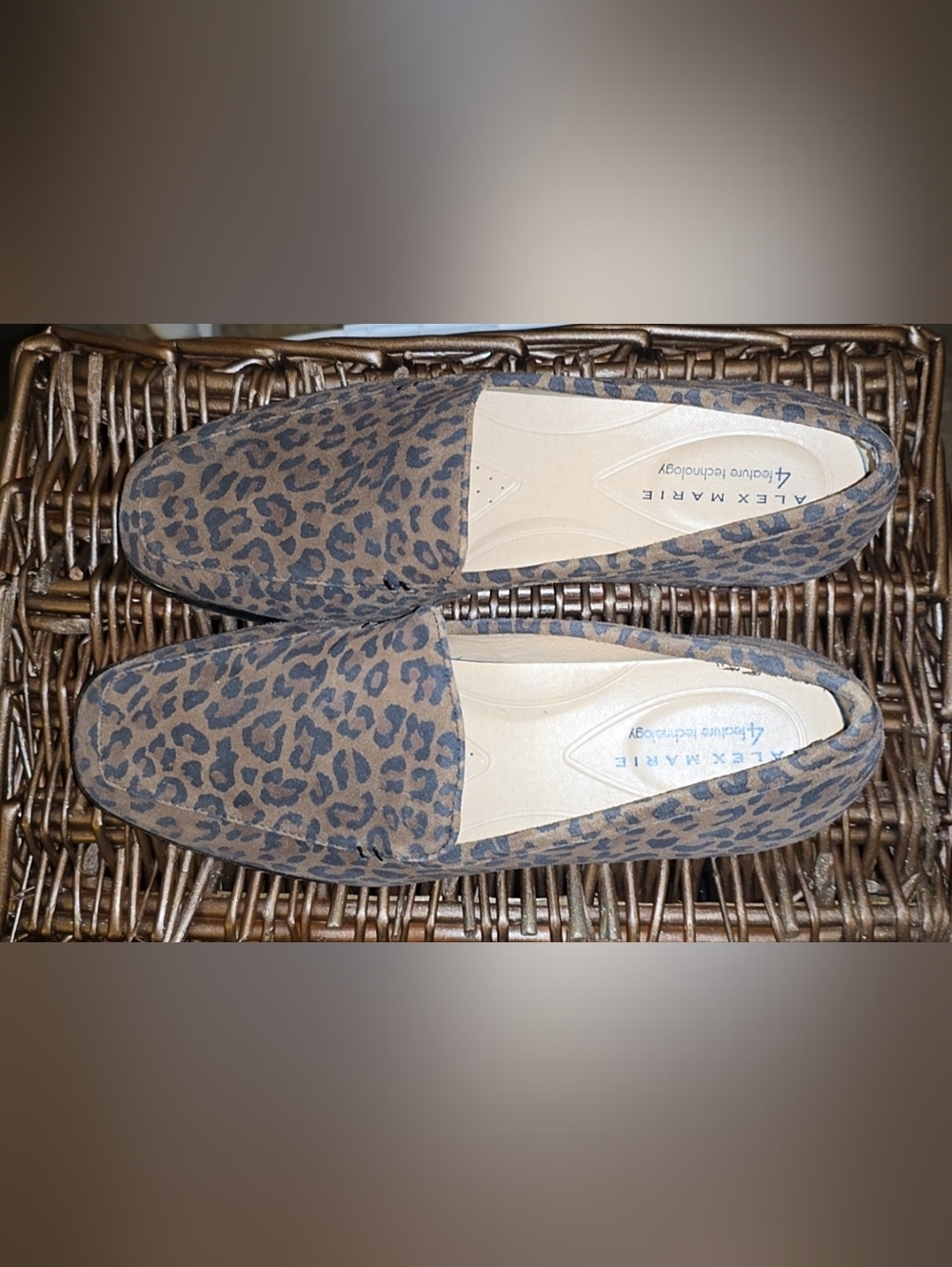 Alex Marie Leopard Print Slip-On Flats - Brown and Black Size 7.5